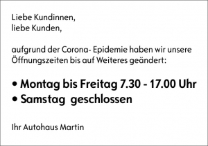 Neue Öffnungszeiten